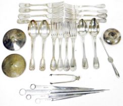 Quantity of British and continental silver plated flatware including forks, spoons, meat skewers,