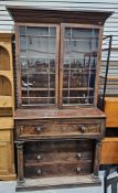 Victorian mahogany secretaire bookcase, the top section having two glazed doors opening to reveal