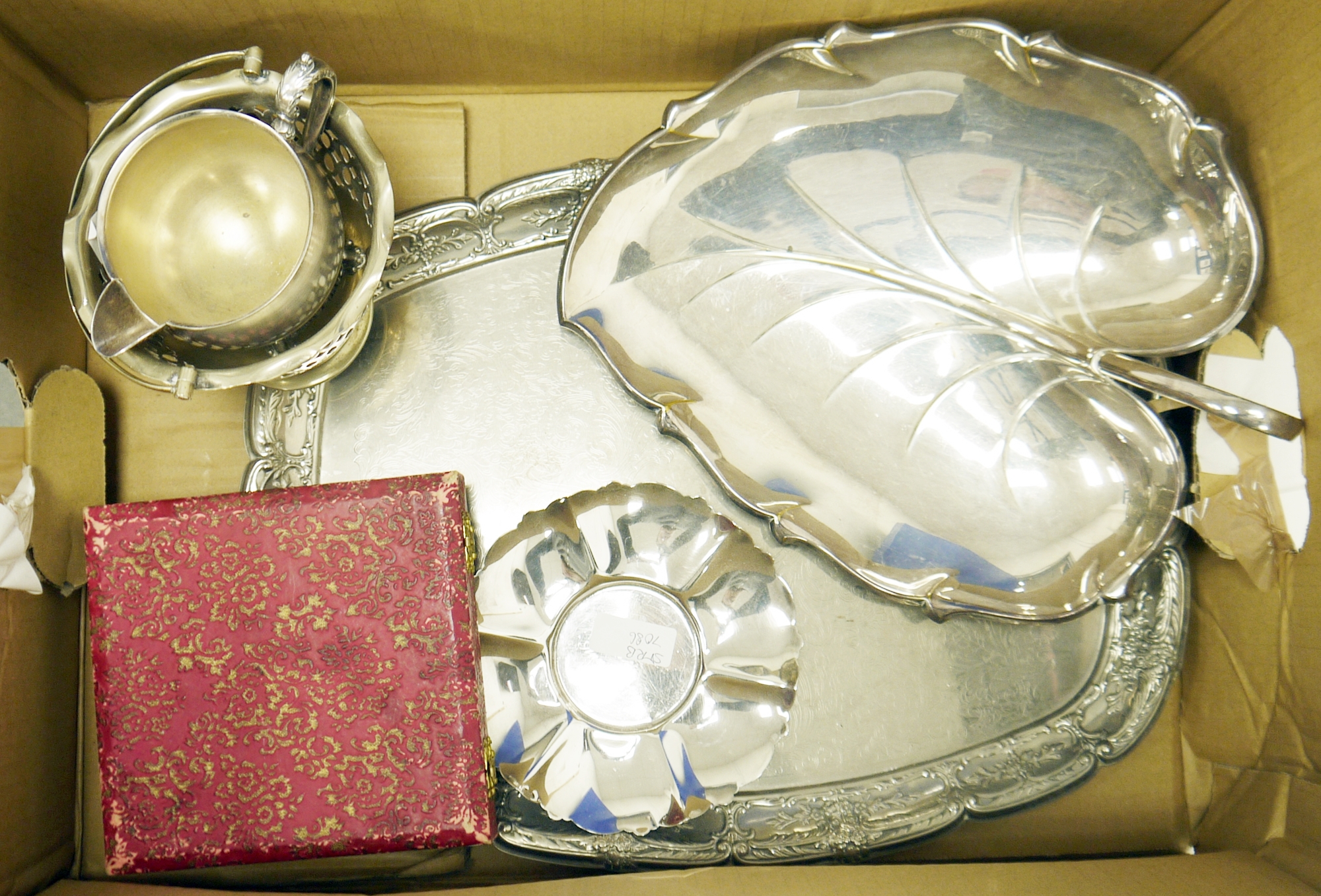 Collection of plated ware, including tea set, various souvenir spoons, vases, dishes, tray, bowls, - Image 3 of 3