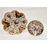 Early 19th century Davenport Longport imari pattern shaped circular stand and an English porcelain