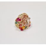 Kate Spade exuberant costume ring set with variously coloured fruit, flowerheads and a snail