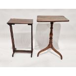 Victorian rosewood occasional table of rectangular form and a Victorian oak occasional table on