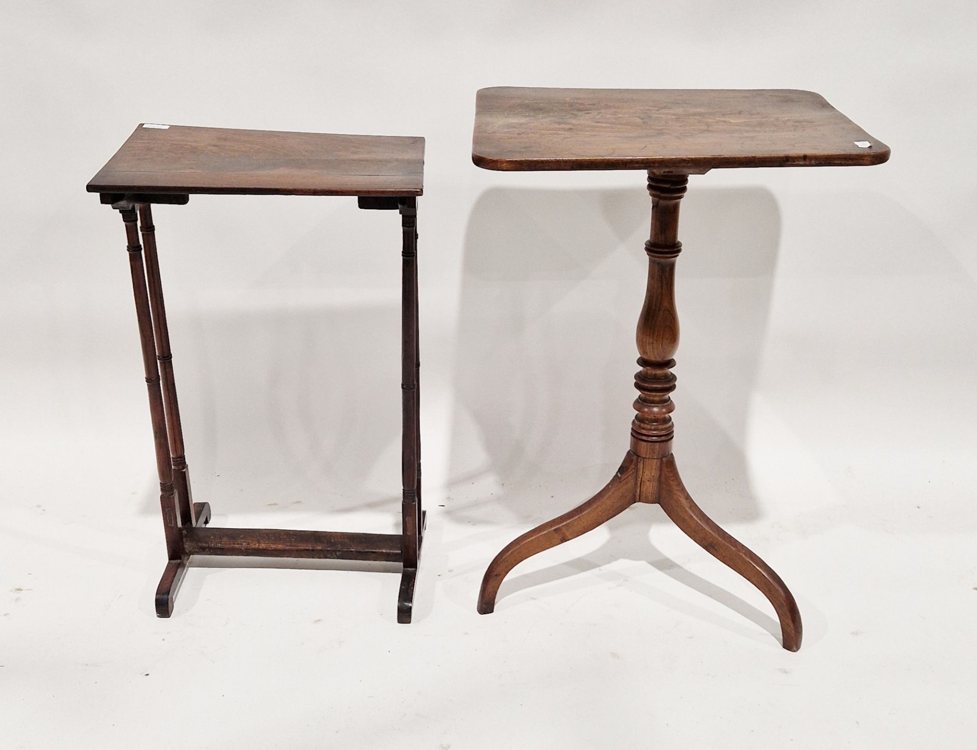 Victorian rosewood occasional table of rectangular form and a Victorian oak occasional table on