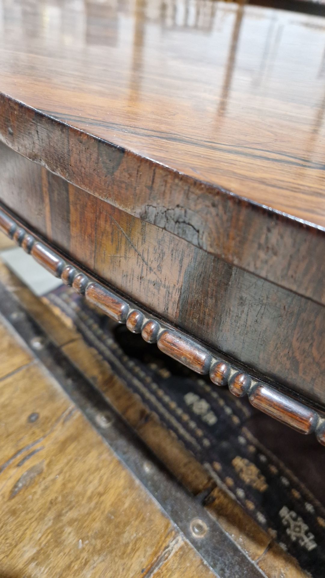 Large early Victorian rosewood tilt-top dining table of circular form, with carved floral central - Image 14 of 30