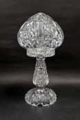 20th century cut glass mushroom shaped table lamp, 35cm high