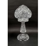 20th century cut glass mushroom shaped table lamp, 35cm high