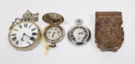 Early 20th century Goliath pocket watch, the enamel dial with Roman numerals denoting hours, seconds