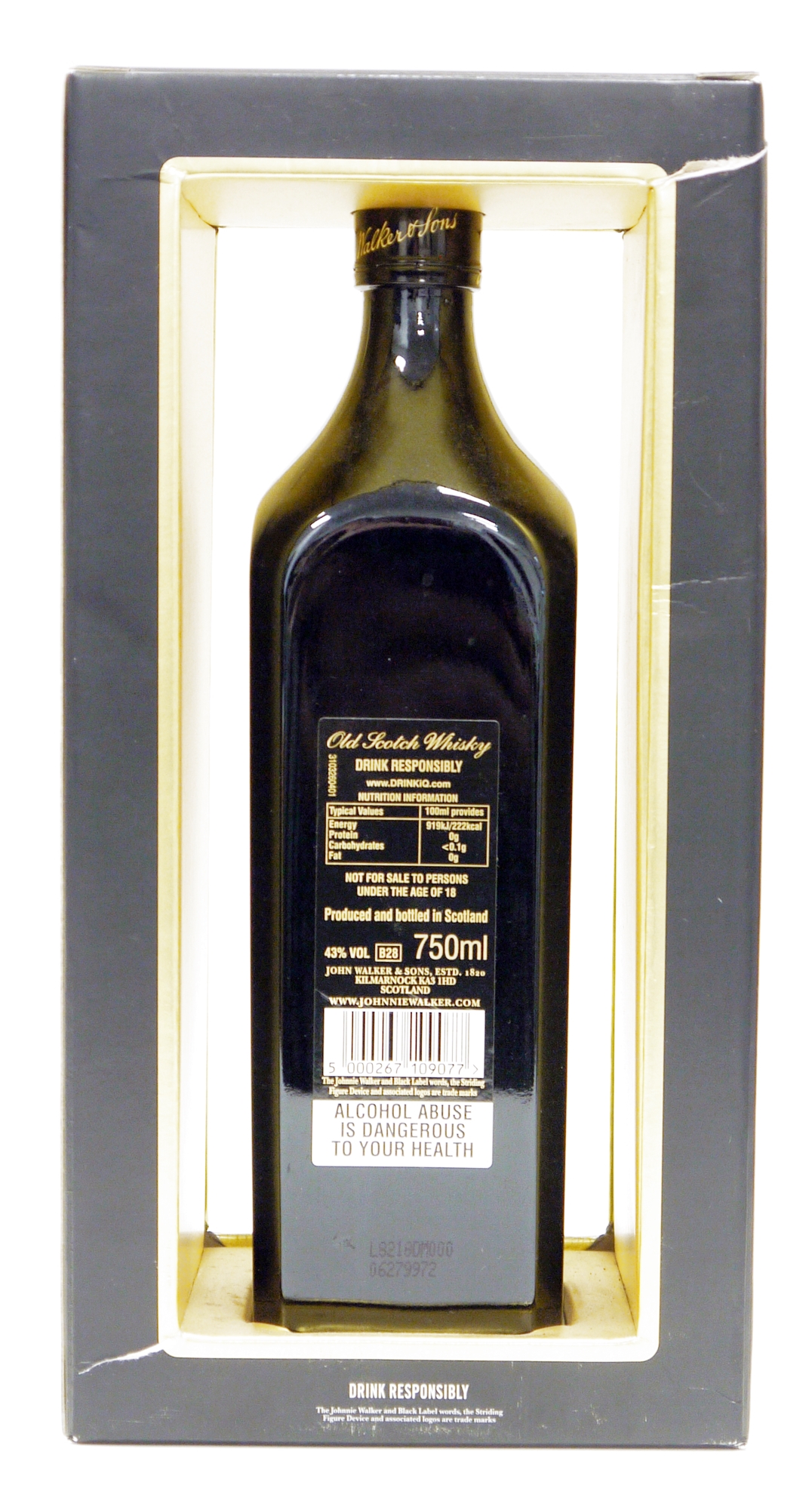 Johnnie Walker 100 years of the striding man 1908-2008 12 year black label blended Scotch whisky, - Image 2 of 2