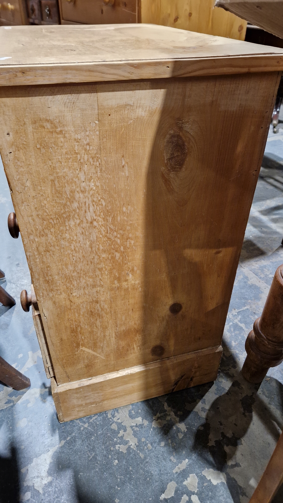 Victorian pine chest of three long drawers, each with turned wooden handles, 78cm high x 74cm wide x - Image 16 of 16