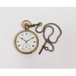 Early 20th century open-faced pocket watch by Dimra, the enamelled dial with Roman numerals denoting