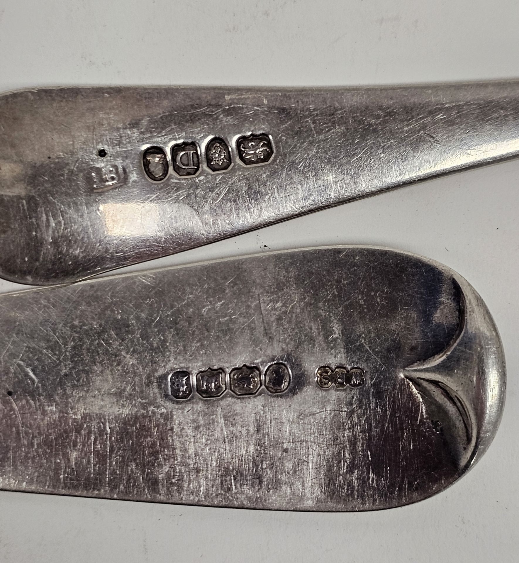 A George III silver basting spoon, approximately 29cm long, makers mark 'IB', London 1799, total - Image 2 of 2