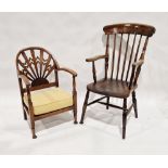 19th century Windsor armchair with spindle back, 104cm high and an early 20th century Art Deco-style