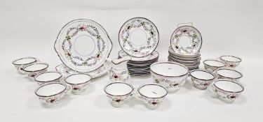 19th century Staffordshire pink lustre part tea service, pattern no.9125 in iron red, lustred and