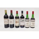 Six bottles of assorted red wine to include 2016 Chianti, 1971 Chateau Courran, two 1973 Saumur