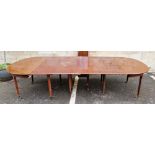 Mahogany dining table of D-shaped ends, circa 1800, fitted a pair of wide leaves, each 81.5cm wide