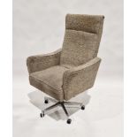 20th century fabric upholstered swivel office chair, possibly by Parker Knoll, on polished metal