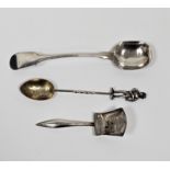 George III silver shovel-shaped caddy spoon, Birmingham 1811 by William Pugh, a white metal silver