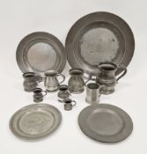 Various pewter items to include quarter pint tankard, one marked W.Miller Southend, a measure marked