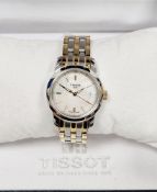 Lady's Tissot 1853 wristwatch, the mother-of-pearl dial with raised gilt baton hour markers, date