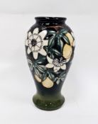 Moorcroft 'Passion Flower' pattern everted baluster vase, designed by Rachel Bishop, printed and