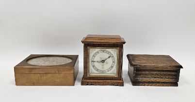 Early to mid century mantel clock by Elliot Clock Co, 17cm high, a musical box and another box