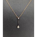 9ct white and yellow gold and diamond pendant necklace having circular diamond collet set above