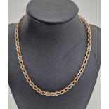 9ct three-colour gold chevron-pattern necklace, 16g approx.