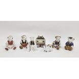 Five Royal Crown Derby bone china Imari teddy bear paperweights, a bank vole and a model of Govier's