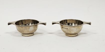 A pair of George V Scottish silver miniature quaichs, of plain design, approximately 8.5cm wide,