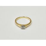 18ct gold solitaire diamond ring, the collet set stone approx. 0.35ct, ring size 'O' approx 3.4g