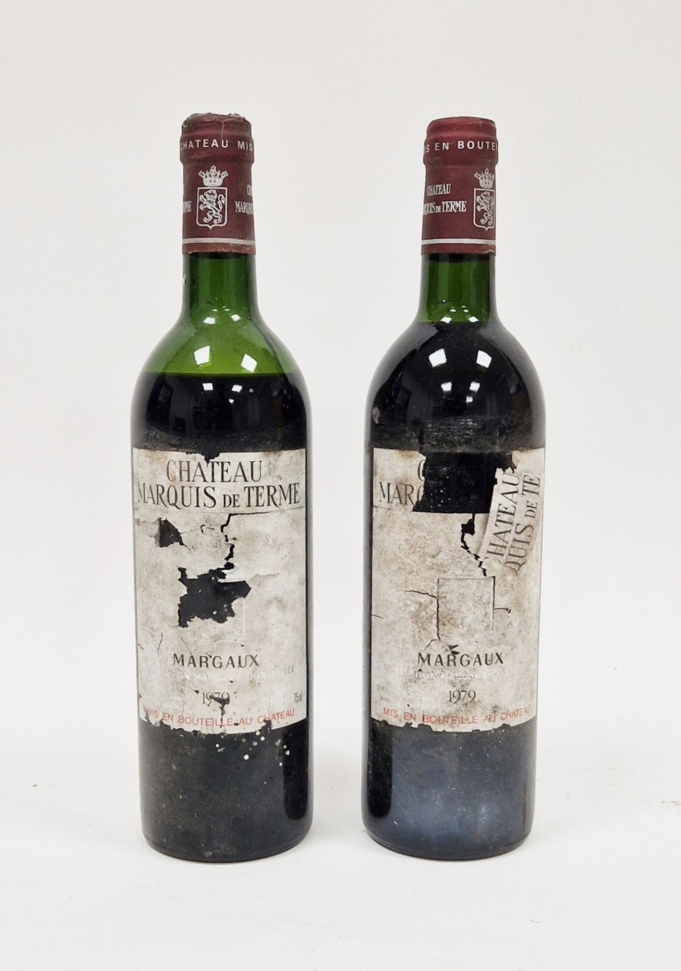 Two bottles of Chateau Marquis de Terme Margaux Grand Cru Classe 1979 (mid shoulder/low neck) (2)