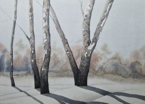 Alan Farrell (20th century) Watercolour "Winter Shadows - Ashdown Forest", signed lower left, framed