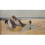John White RBA RI (Scottish, 1851-1933) Oil on panel Children playing in rock pool, signed lower