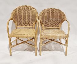 Pair of wicker conservatory armchairs, 84cm high (2)