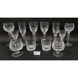 Large quantity of matching cut glassware to include wine glasses, brandy glasses, tumblers etc.,