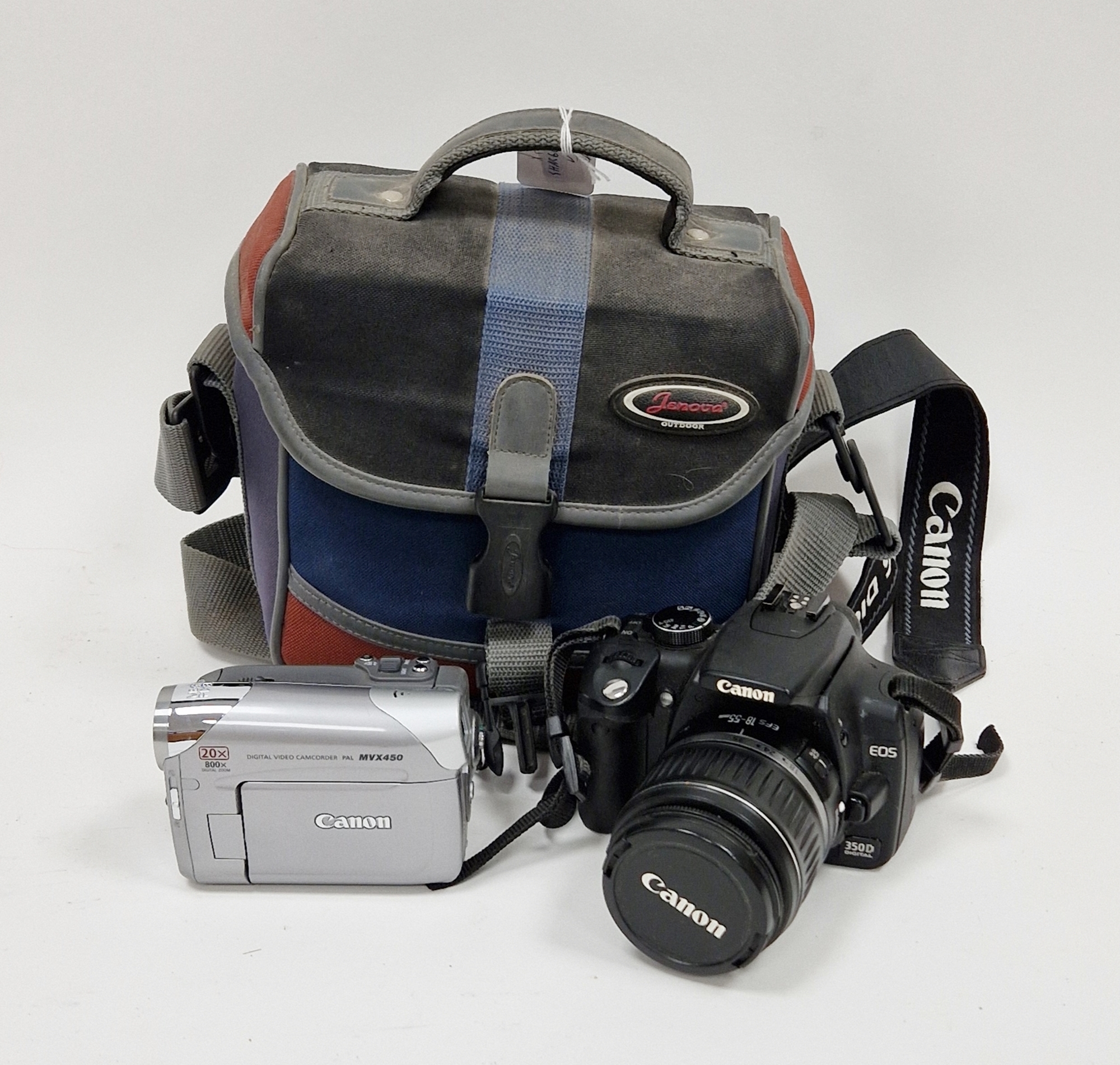 Canon EOS SLR digital camera and a Canon MVX450 digital video camcorder in bag - Image 2 of 2