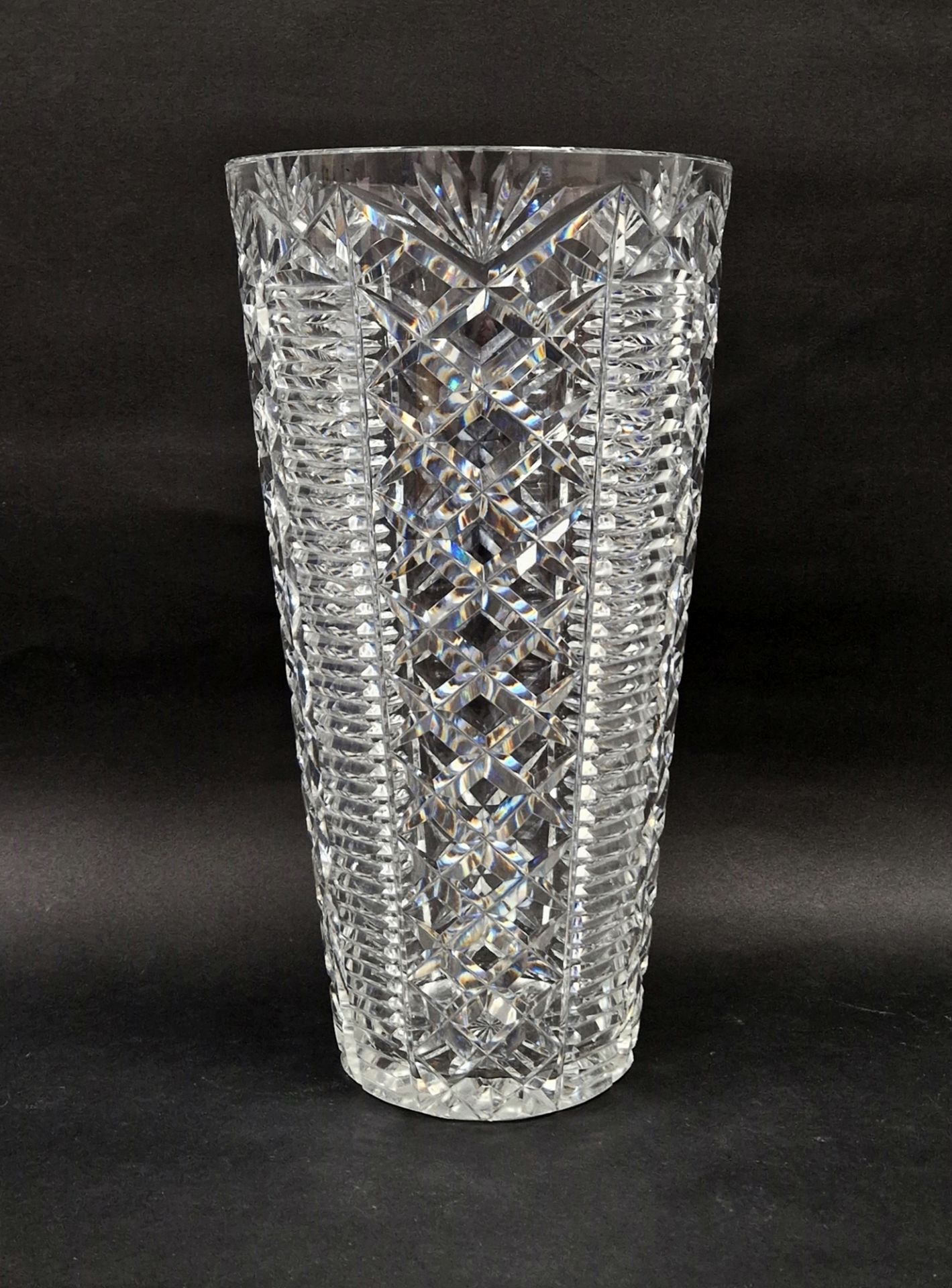 A substantial Waterford cut glass vase, height 14" The vase was presented to the Senior Vice-