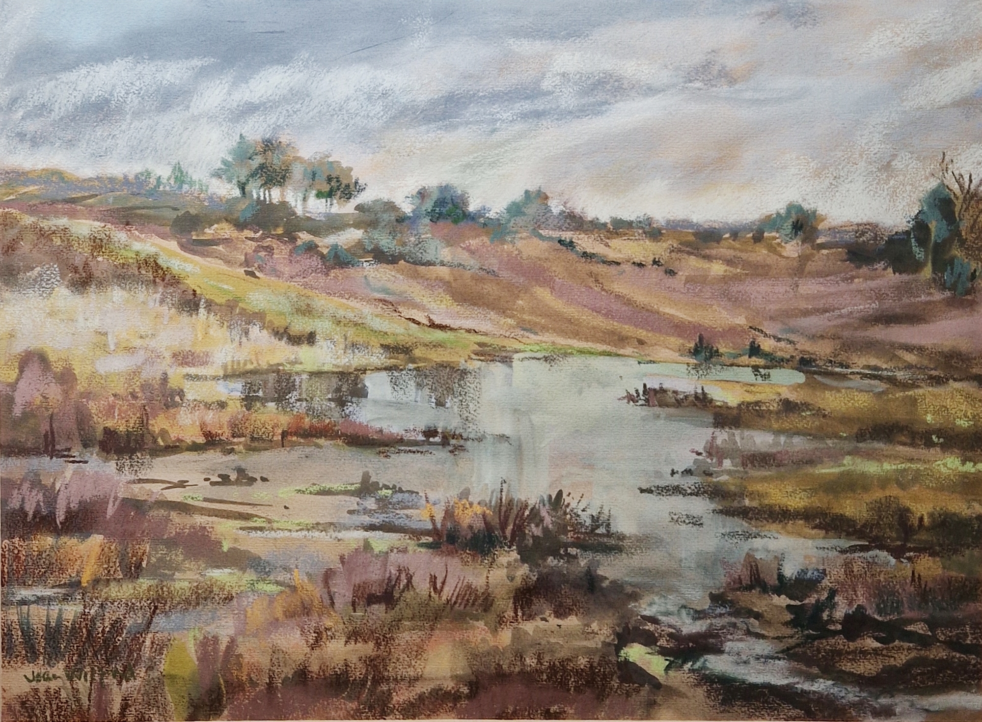 Joan Wilford (20th century) Pastel on paper "Deep Moor near Pilley", signed lower left, framed and