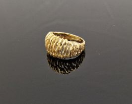 Mid 20th century 18ct gold open bark-pattern dress ring, 6.6g approx.  Condition Report Ring