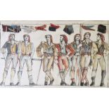 Theatre costume designs for 'The Gondoliers' and 'The School for Scandal' by the same artist,