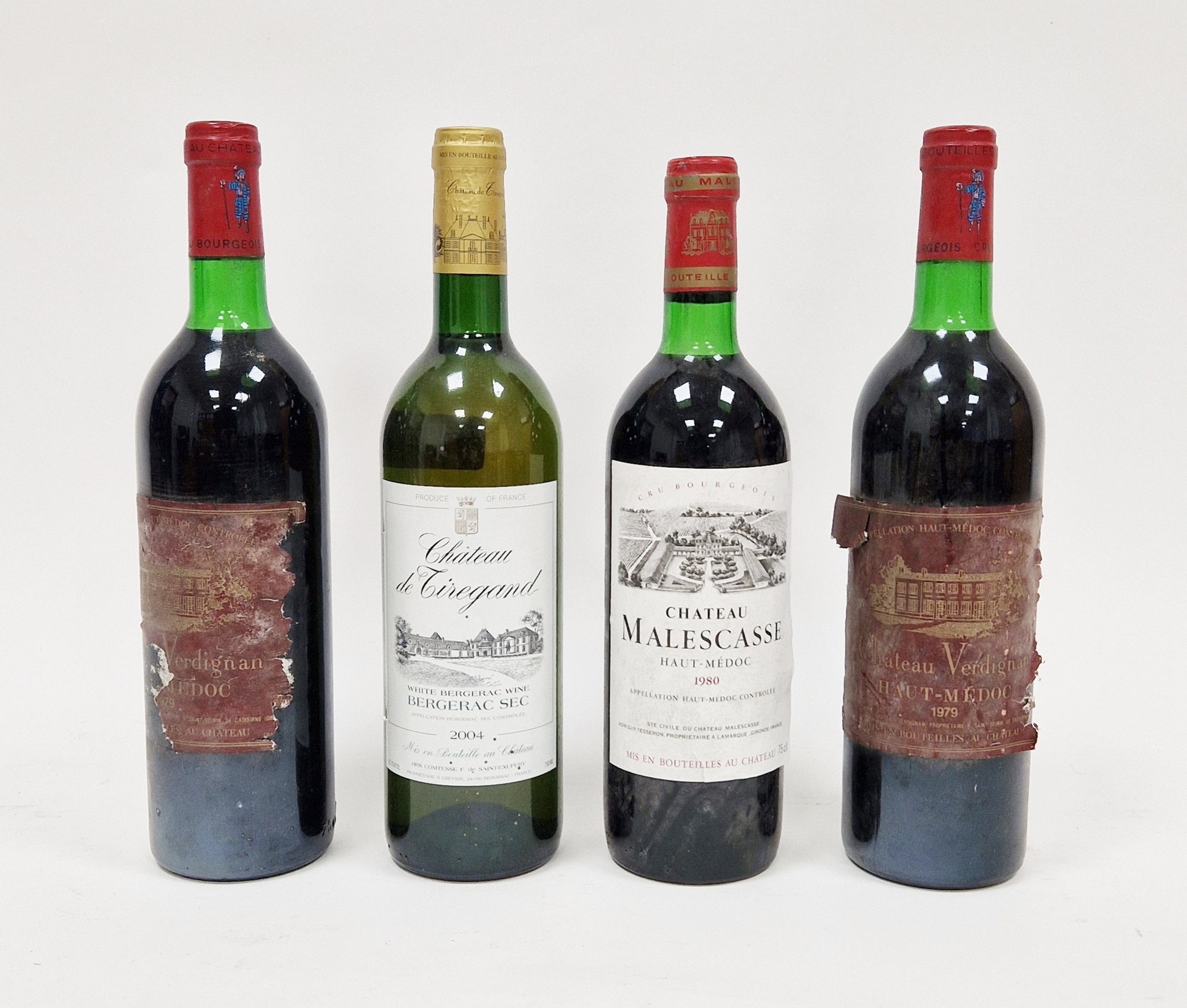 Four mxied French wine viz:- Chateau Tiregand white Bergerac 2004, 2 x Chateau Verctignan 1979 and