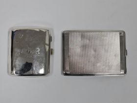 An Art Deco silver rectangular cigarette case, engine turned design, approximately 11.5x8.5cm,