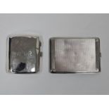 An Art Deco silver rectangular cigarette case, engine turned design, approximately 11.5x8.5cm,