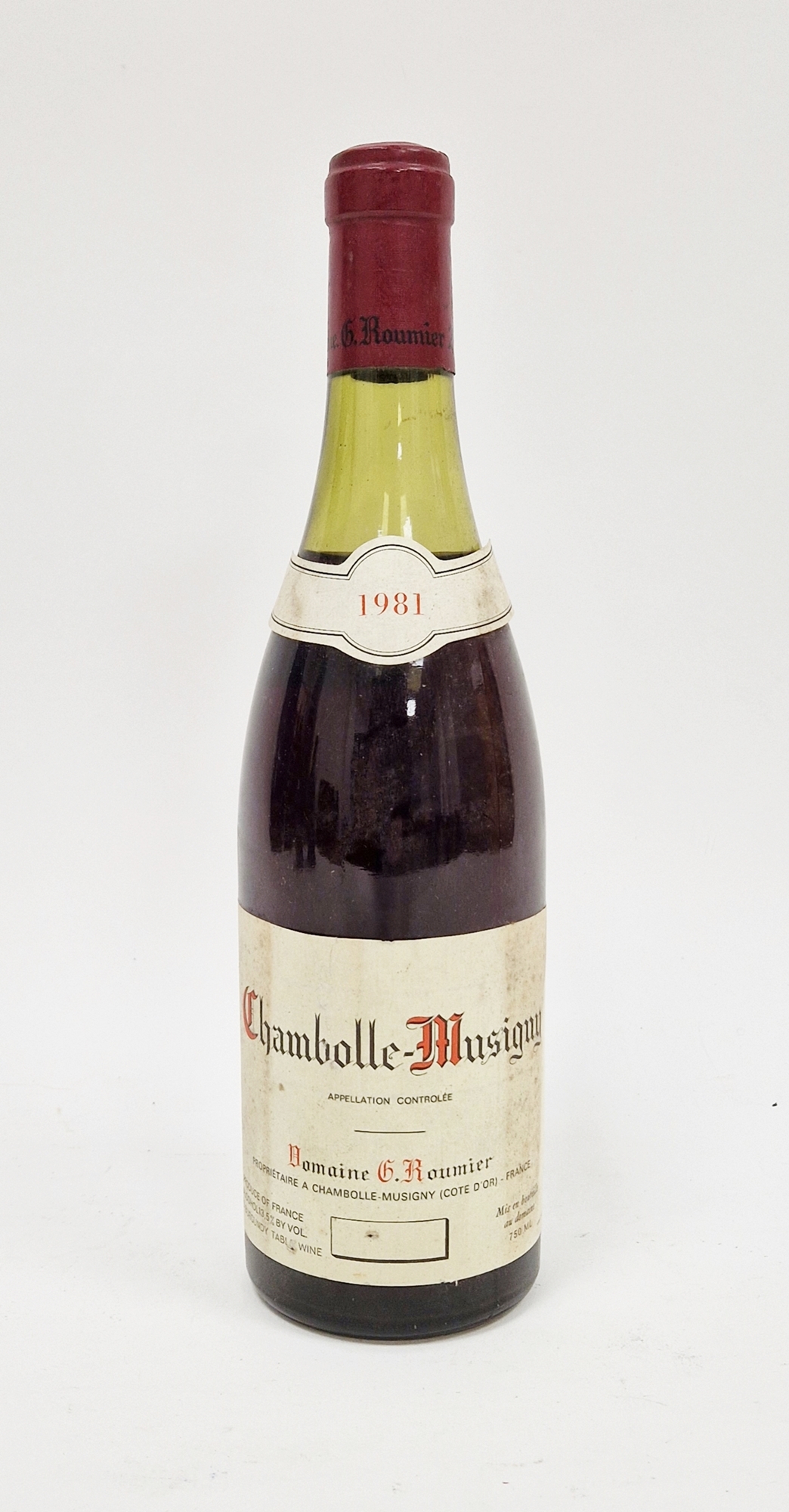 Bottle of Chamboille-Musigny, Domaine G Roumier burgandy 1981 (low neck)