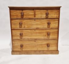 Victorian chest of two short over three long drawers, each with turned handles and metal