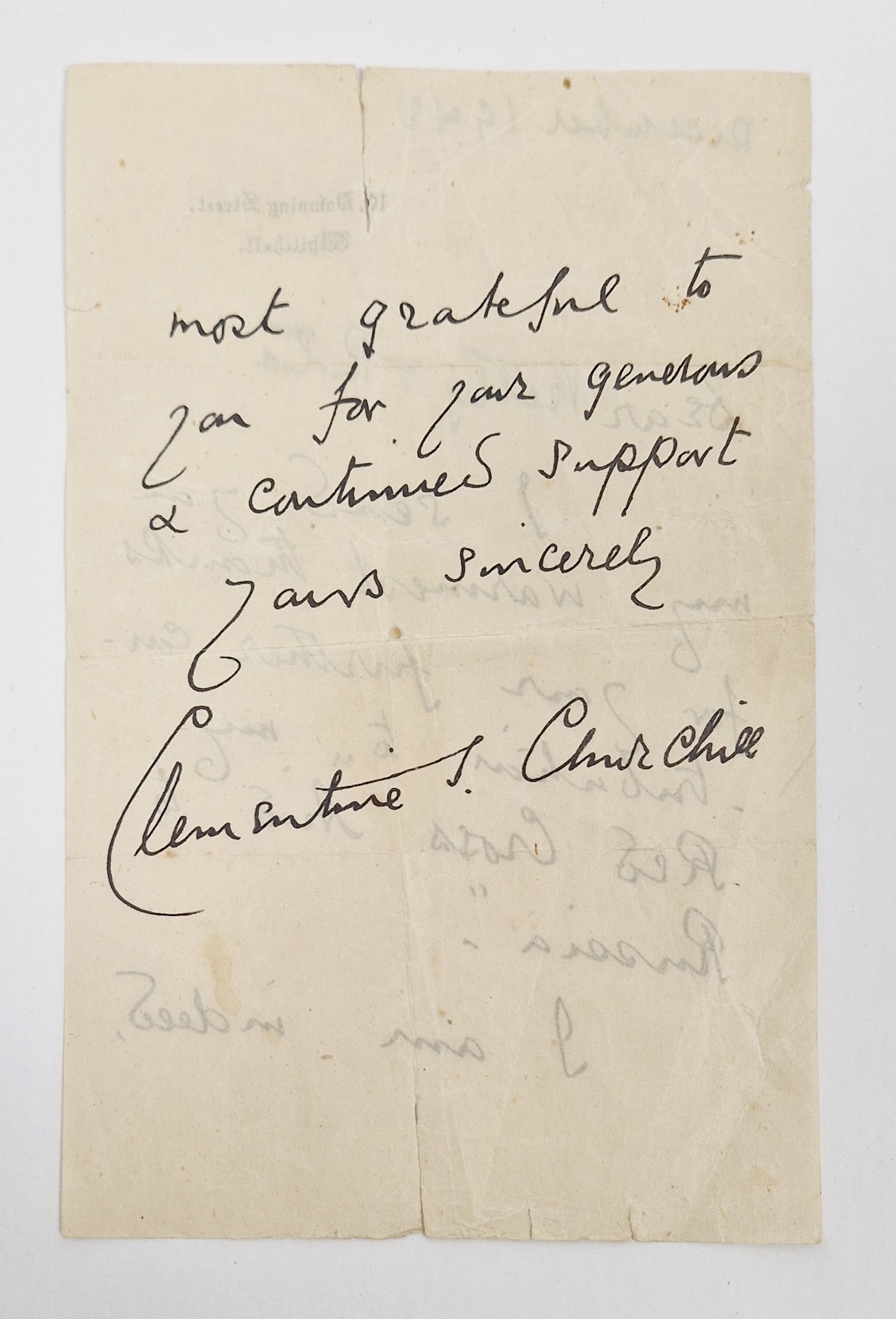 Letter from Clementine Churchill (1885-1977) dated December 1942, on 10 Downing Street, Whitehall - Image 3 of 3