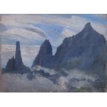 Rudolf Helmut Sauter (1895-1977) Oil on board "Organ Peaks, Brazil, Dedo de Deos", signed lower