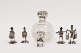 A set of four Chinese sterling silver figures, depicting traditional fisherman etc, approximately