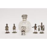 A set of four Chinese sterling silver figures, depicting traditional fisherman etc, approximately