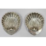 Pair of George V silver scallop-shaped butter dishes, Birmingham 1912 by Wilmot Manufacturing Co,